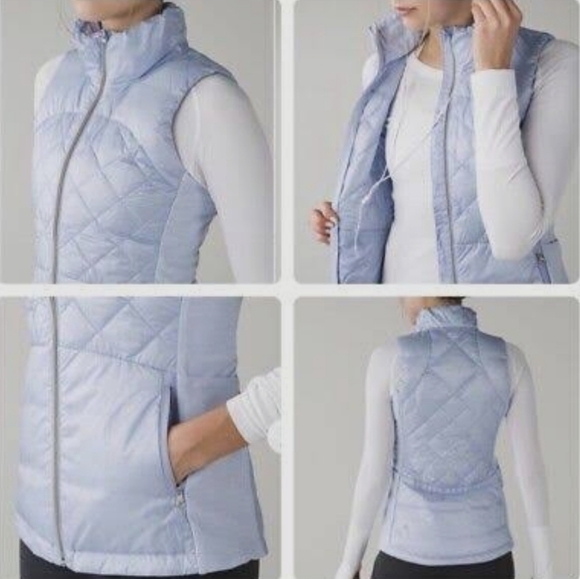 Lululemon Down For Run Down Filled Vest In Pale Blue Size 10 - Picture 2 of 13